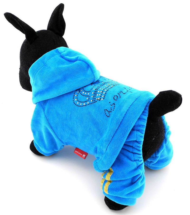 [Australia] - SMALLLEE_LUCKY_STORE pet Jumpsuit,pet Pajamas,pet Outfits,pet Suit,pet Hoodie,Girl Dog Clothes L(Chest:20.5" Back:13",fit 11-15lbs) Blue 