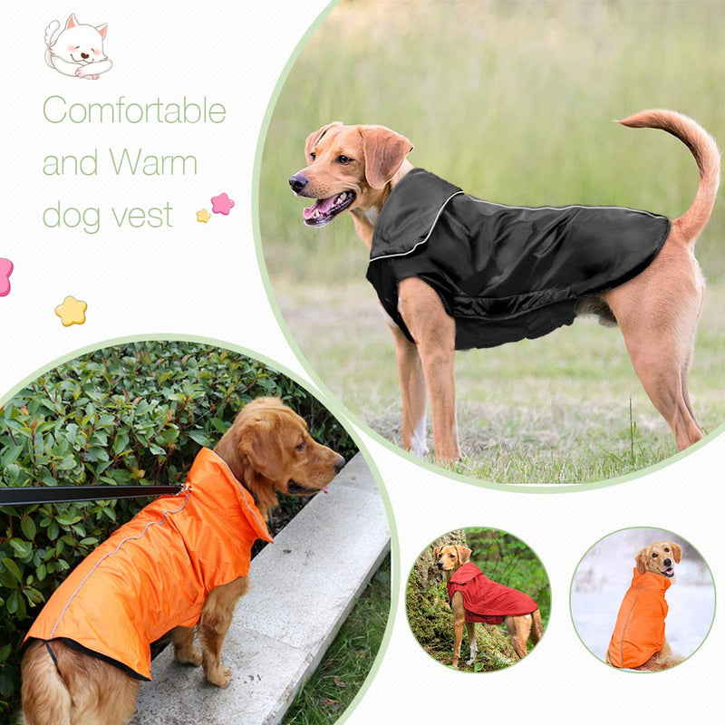 [Australia] - IREENUO Dog Raincoat, 100% Waterproof Dog Warm Coat for Fall Winter, Reflective Dog Jacket with Harness Hole for Medium Large Dogs Red 