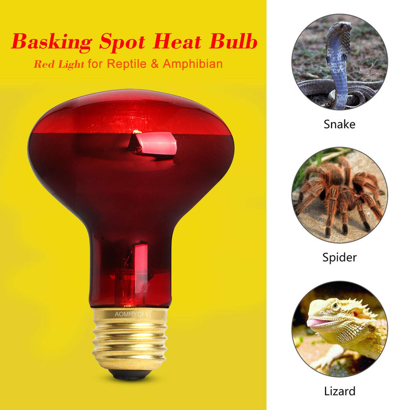 [Australia] - AOMRYOM 100W Infrared Basking Spot Heat Lamp Bulb Red Light Heat Bulbs for Pet Lizards Bearded Dragons Chameleons Snakes Reptiles & Amphibians - 2 Pack 