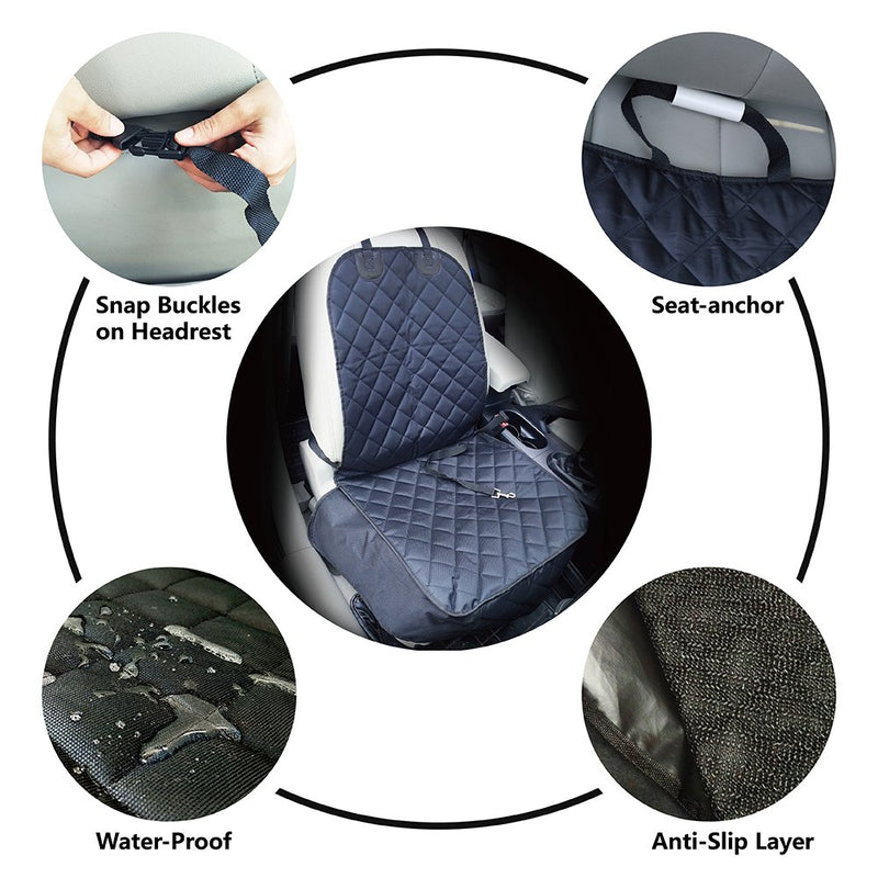 Eightnight Waterproof Non-slip Oxford Fabric Pet Seat Cover Dog Cat Car Front Seat Mat with Seatbelt for Vehicles,Trucks SUVs - PawsPlanet Australia