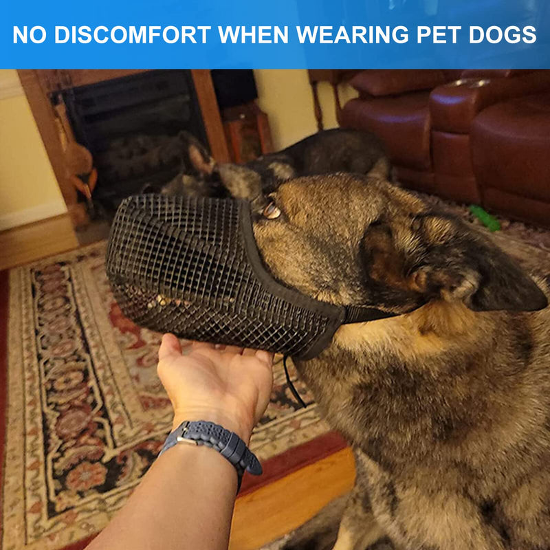 Delamiya 2 pieces muzzle for dogs, muzzle for medium dogs with rounded mesh, mesh dog muzzle, dog muzzle for small, medium and large dogs prevents biting, chewing and barking (L) - PawsPlanet Australia