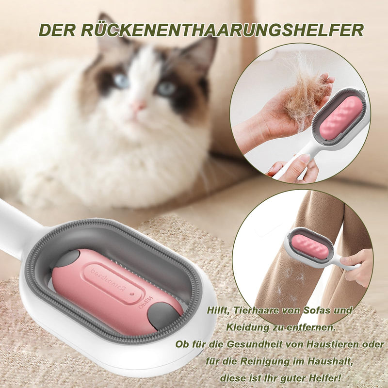 Pet hair removal comb with water tank, cat brush short hair with water cleaning brush for pet hair, multifunctional pet hair remover brush 3 in 1 (short hair, pink) short hair - pink - PawsPlanet Australia