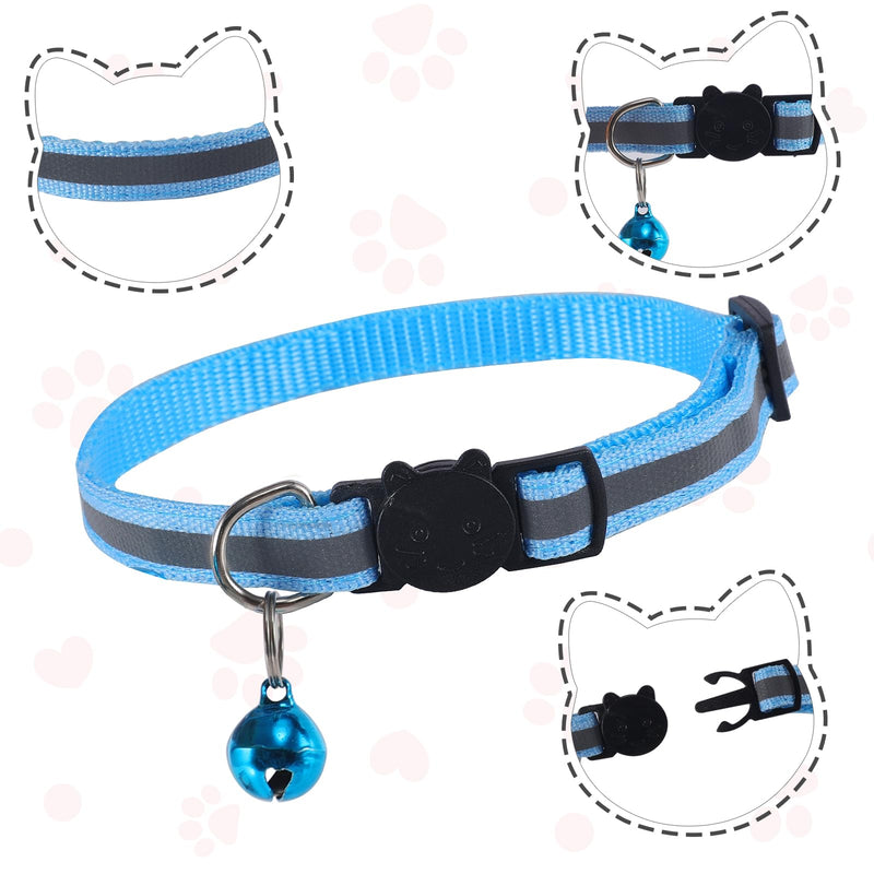 FIHODONE Cat harness with cat leash, cat collar, cat harness with leash, escape-proof, cat harness, adjustable, cat leash with harness for cats, orange with reflective strips (L, blue) L - PawsPlanet Australia