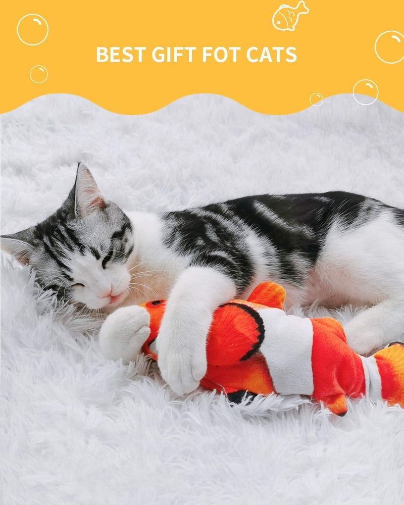 Flopping Fish Cat Toy Electric Moving Cat Clownfish Toy with Catnip for Cat Kitten Biting, Chewing and Kicking Realistic Simulation Interactive Plush Doll Fish with Sensor, USB Recharging 2 - PawsPlanet Australia