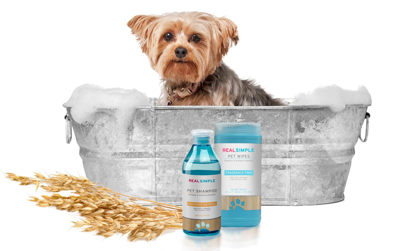 [Australia] - Real Simple Dog Organic Shampoo and Cleaning Wipe Kit for The Clean 2 Piece Set (Oatmeal) Oatmeal 