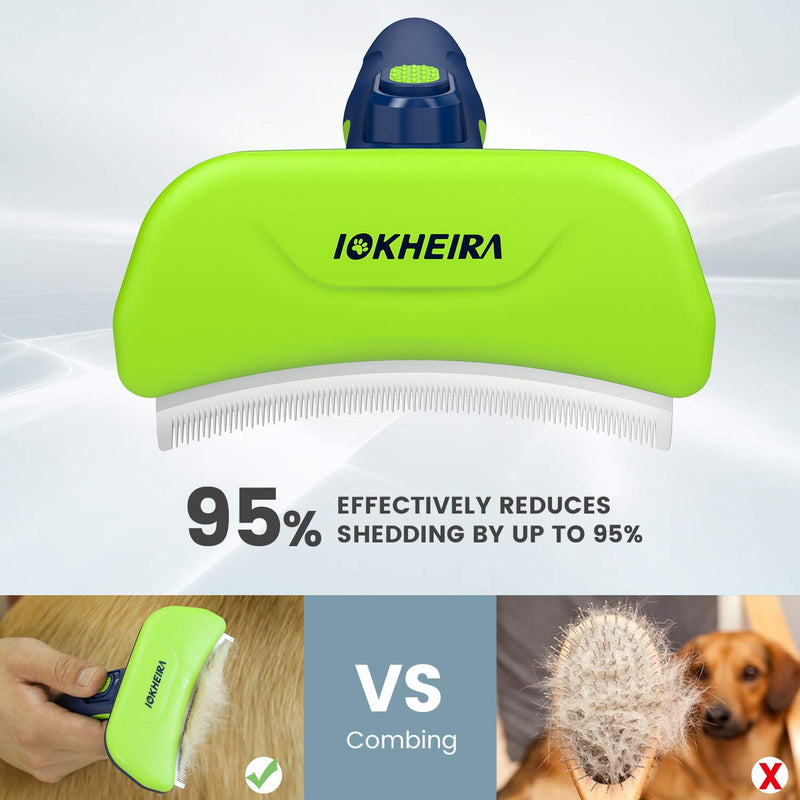 IOKHEIRA Dog Grooming Brush, Upgraded Dog Comb, Stainless Steel Dog Deshedding Brush, Self-Cleaning Dog Brushes for Grooming Large Dogs, Pet Grooming Brush for Cats& Dogs - PawsPlanet Australia