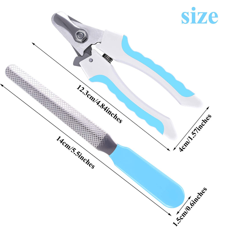 URATOT Pet Nail Clipper Set Professional Pet Nail Trimmer with Safety Guard to Avoid Over-cutting Include Nail Clipper and Nail File for Medium and Large Pets Dogs Cats, Blue S - PawsPlanet Australia