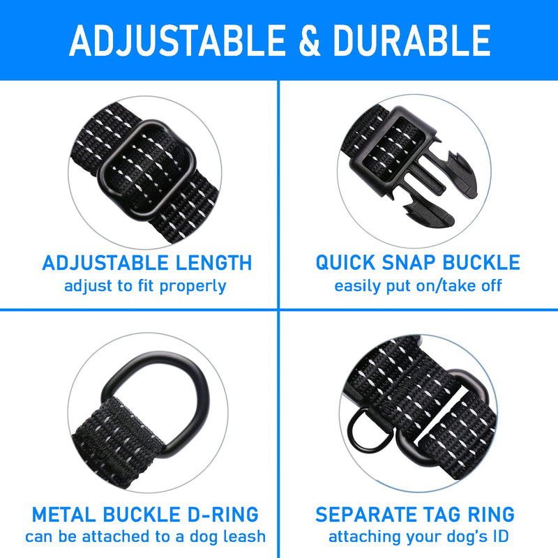 LUCKYDC Martingale Collar for Training Dogs. Adjustable Reflective Dog Collars with Buckle- NO Pull-Prevents Slipping Out, for Medium Large XL Dogs. Helps with Strong pullers(M, Black) - PawsPlanet Australia