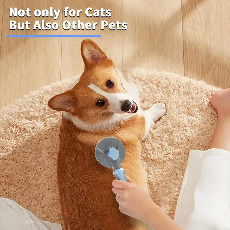 Cat brush dog brush, self-cleaning dog cat brush for long hair/short hair, cat comb with handle, brush for pet care for removing undercoat, loose fur and dirt - gray gray brush - PawsPlanet Australia