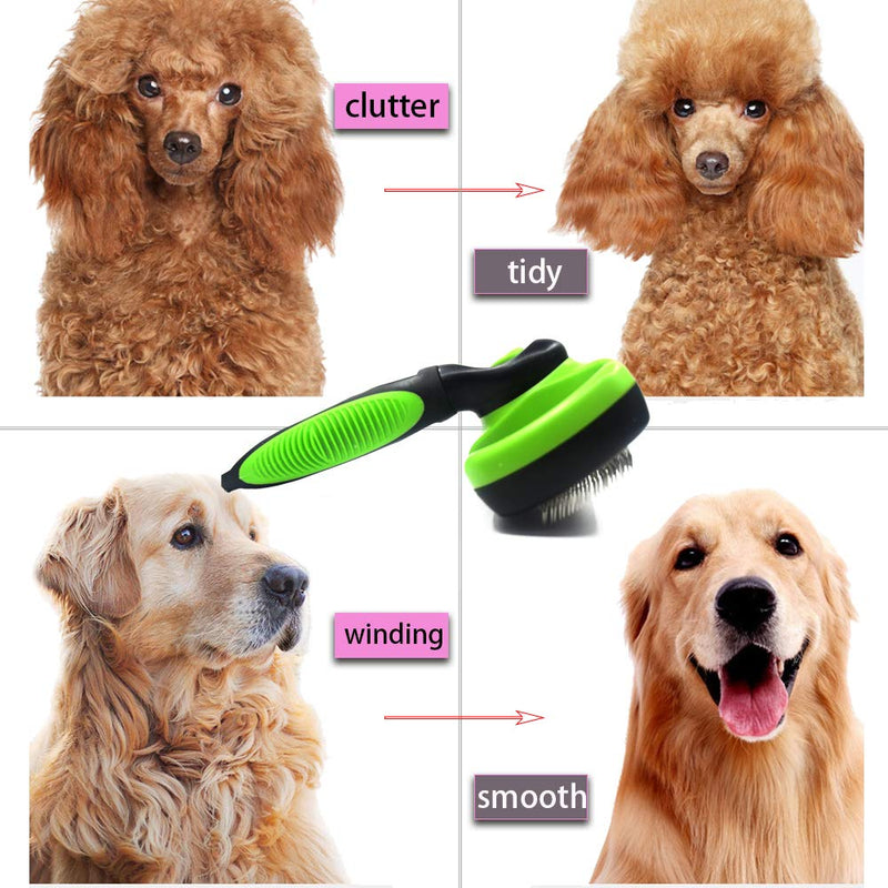 [Australia] - Pet Brush Self Cleaning Slicker Brush – 2019 for Dogs and Cats Including Easy Self-Cleaning Button, Soft Designed Grip Hand, Eliminates Loose Undercoat & Tangles Shedding & Hairballs(Green) 