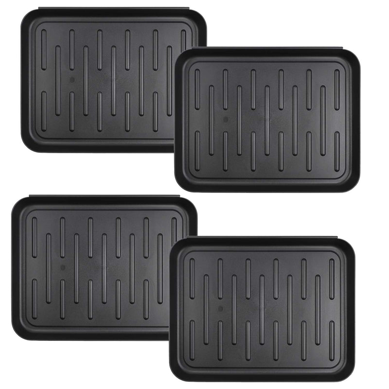 Falflor Set of 4 Pet Food Bowl Tray Durable Non Slip Boot Mat And Tray for Heavy Duty Floor Protection Indoor Outdoor Multi-Purpose Boot Trays (14" × 11“ × 1.1”) Black - PawsPlanet Australia