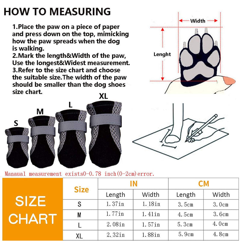 KET Dog Mesh Boots Breathable Soft Sole Dog Paw Protectors,Protection Paw Dog Shoes with Adjustable Reflective Velcro Straps, Dog Boots with Anti-Slip Sole for Small to Medium Dogs 4PCS L - PawsPlanet Australia