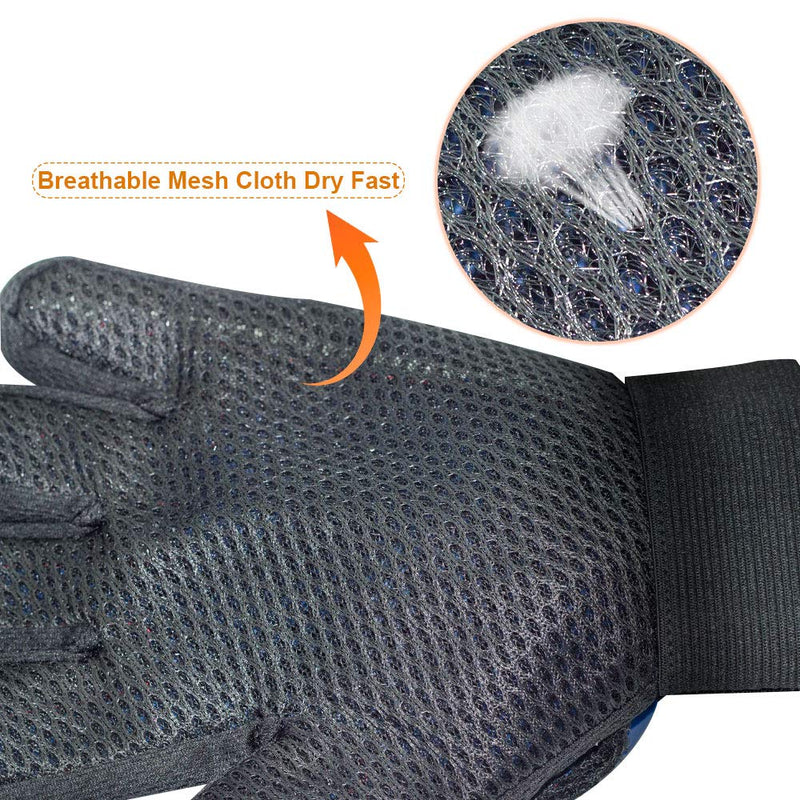 [Australia] - Pet Grooming Glove - Gentle Pet Hair Remover Mitt - True Touch Deshedding Glove for Cats, Dogs for Long & Short Fur - Enhanced Five Finger Design for Cat Grooming Gloves Brush(One Pair) 