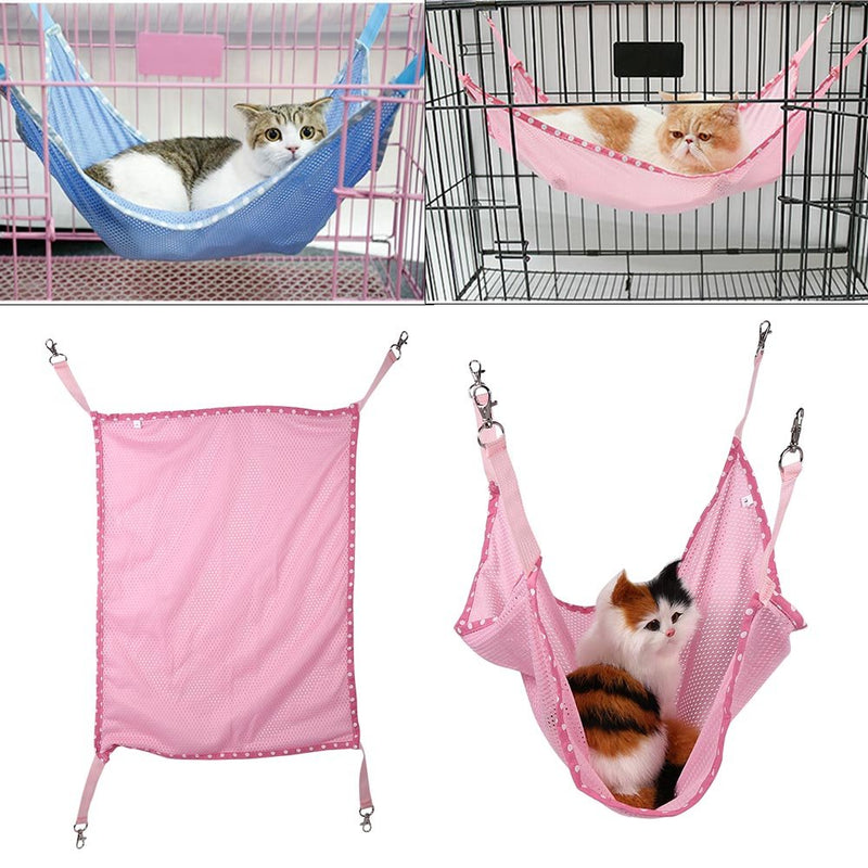 Yosoo Cat Cage Hammock, Comfortable Pet Hanging Bed Breathable Mesh, for Cute Small Pet Cat Dog Animals Sleep Pad (L, Blue) - PawsPlanet Australia