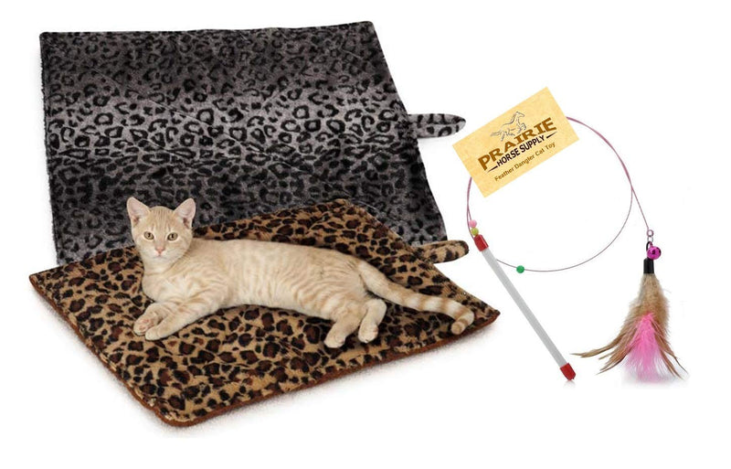 [Australia] - Quality Thermal Cat Mat and Free Cat Toy (Assorted Colors) (1, 2, 3, or 4 Mats) Cozy Self Heating Warming Kitty Kitten Puppy Small Dog Bed, Reversible Washable Pad, No Electricity 1 Mat Gray Leopard 