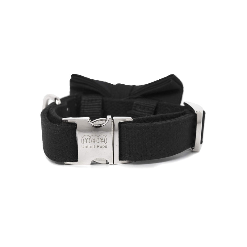 [Australia] - United Pups Elegant Pups Classy Black Collar Bow Tie and Leash Small 