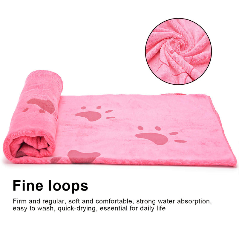 risdoada Microfibre Dog Towel, Quick Absorbent Pet Bath Towels, Super Soft Fast Drying Machine Washable Puppy Beach Dryer for Small Medium Large Dogs 55" x 27.6", Rose Red Claw - PawsPlanet Australia