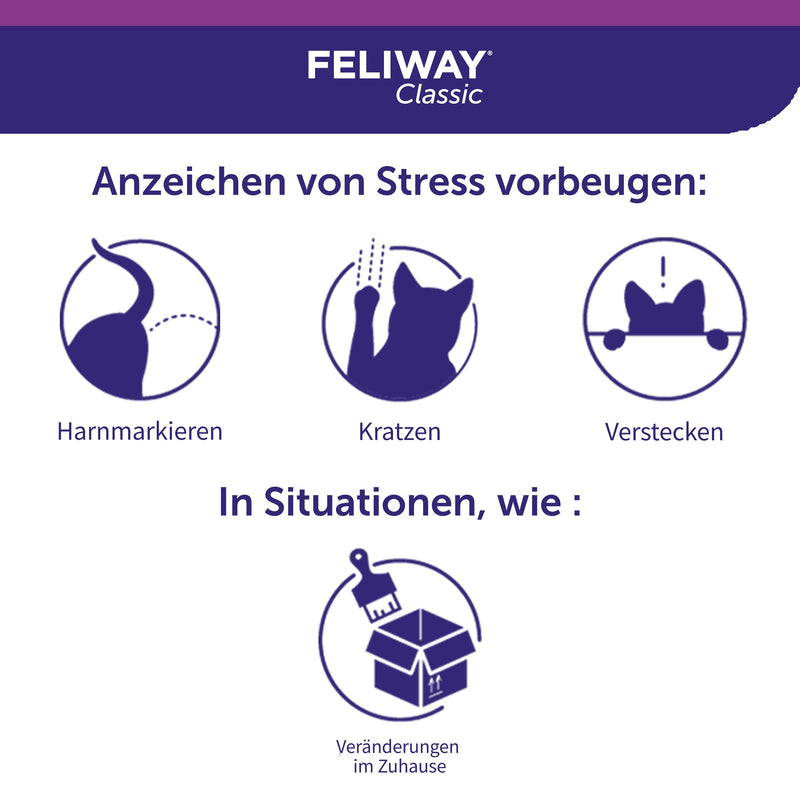 FELIWAY Classic Starter Set for Cats | Vaporizer for socket & bottle | to reduce stress behavior | continuous relaxation for your cat | 48ml, 1 piece (pack of 1) single - PawsPlanet Australia