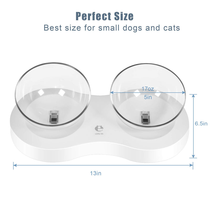 [Australia] - Double Cat Dog Bowls Elevated Cat Food Water Bowls 0/20°Tilted Raised Pet Feeder Bowl with Anti Slip Stand for Cats and Small Dogs 