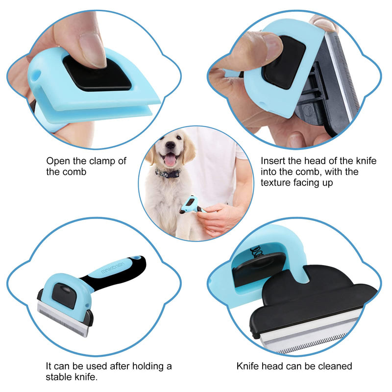 MAIKEHIGH grooming tool for small, medium and large dogs and cats with short or long fur. Drastically reduces hair loss in just a few minutes M Blue - PawsPlanet Australia