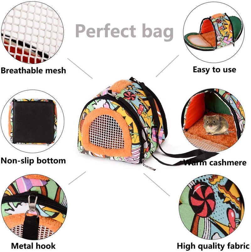 GeerDuo Portable Small Pets Carrier Bag, Hamster Hedgehog Carrier Pouch Bag for Outdoor Travel, Breathable Hanging Tote Bag with Detachable Strap Zipper Sun flower - PawsPlanet Australia
