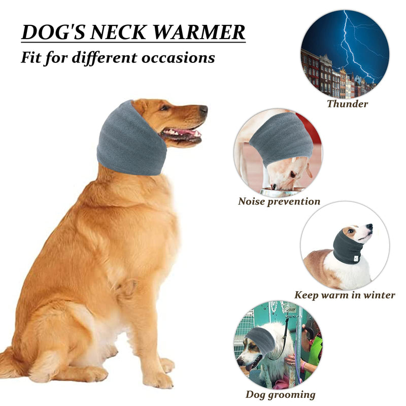 Andiker 2 Pieces Soft Dog Neck and Ear Warmer, Warm Winter Dog Snood Knit Hat, Dog Hoodie Noise Protector for Anxiety Relief for Cats and Dogs (Grey and Blue, S,M) Grey and Blue - PawsPlanet Australia