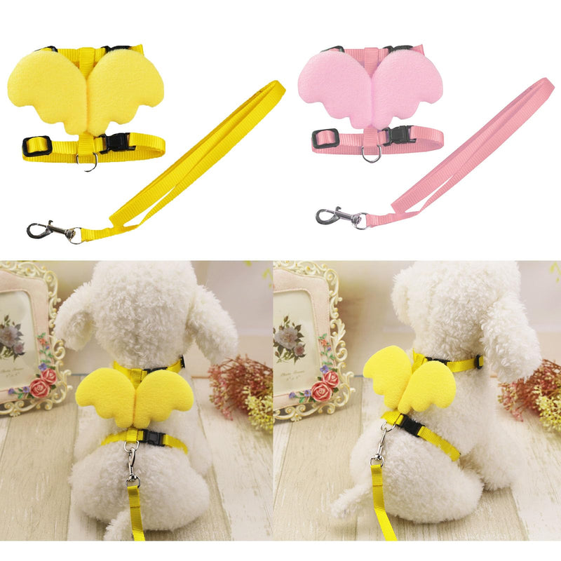 Rabbit Harness Cat Harness Vest, Rabbit Leash, Pack of 2 Rabbit Harness and Leash Adjustable Rabbit Leash, Rabbit Leash, Rabbit Harness Dwarf Rabbit, Rabbit Harness (Yellow + Pink) - PawsPlanet Australia