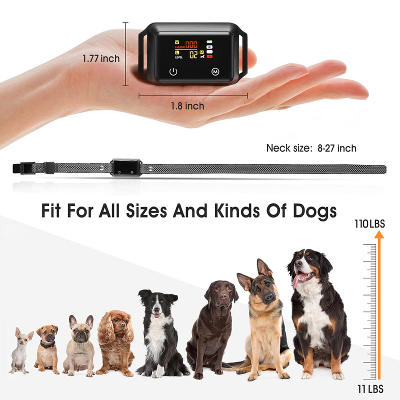 Nzonpet Dog Bark Collar Rechargeable, IP68 Waterproof Touch Screen Auto Bark Collar with No Shock for Small Medium Large Dog 5-15lbs, Humane Anti Barking Training Collar with Beep Vibration Adjustable - PawsPlanet Australia