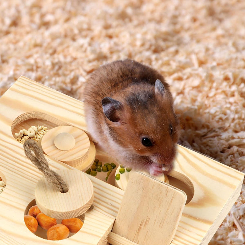 Encuryna Hamster Toy, Guinea Pig Toy, 6 in 1 Wooden Toy for Foraging, Interactive Treat Toy for Bunnies, Chinchilla Hamsters, Guinea Pigs, Gerbils - PawsPlanet Australia
