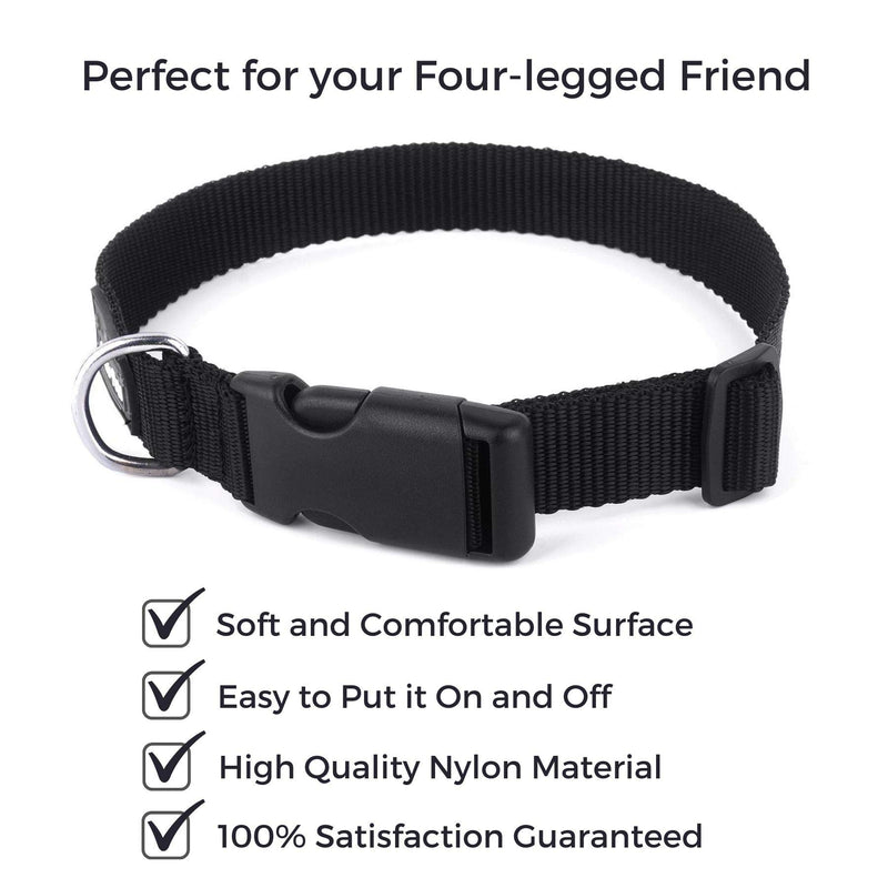 [Australia] - Paltu Pets Dog Collar and Leash Set with 1 inch Width for Medium & Large Size Dogs - Nylon 6ft Leashes with 360° Rotating Swivel Clasp for Outdoor Walks Adjustable Collar Fit 10" - 18" Black 