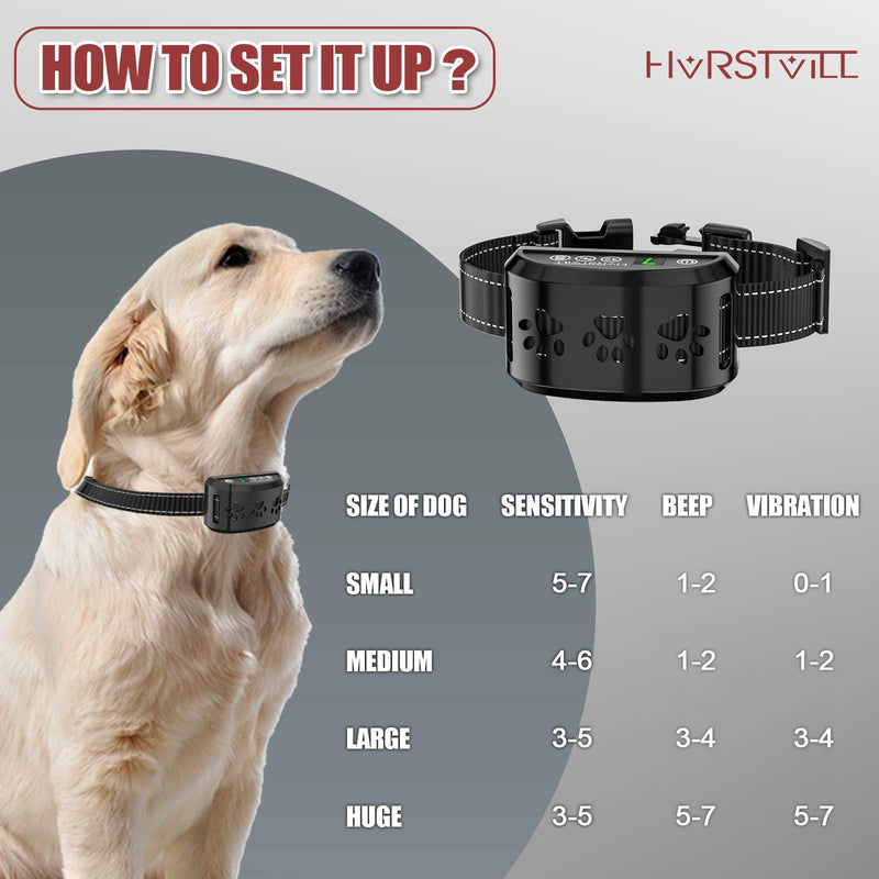 HVRSTVILL Advanced Bark Collar, Anti Bark Collar for Small Medium Large Dogs, Stop Barking Device - NO SHOCK, Safely and Humane with Sound & Vibration, Rechargeable and Adjustable Belt 7-55kg - PawsPlanet Australia