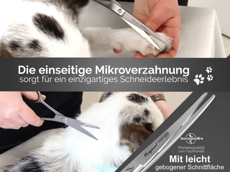 Solingen fur scissors Dog scissors Made in Germany Hair scissors curved with one-sided micro-serration made of stainless steel Dog hair scissors for grooming dogs, cats, pets (7 inches) 7 inches - PawsPlanet Australia