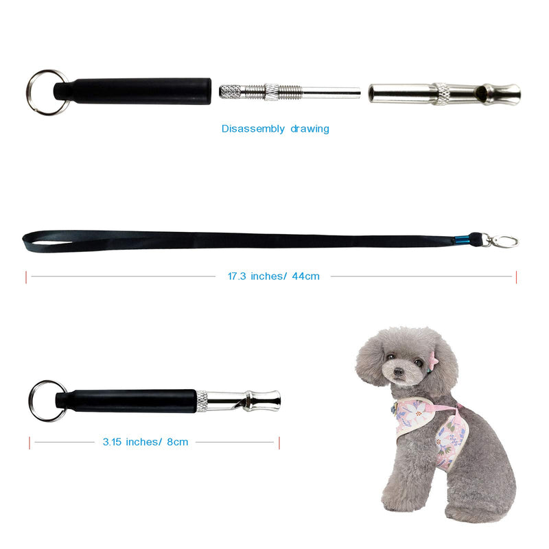 [Australia] - Dog Whistles Pets Training Whistles Adjustable Voice Whistles Control Whistles for Pet Can't Get a Far Away From You and Lost Trainining Stop Barking and Recall With Long Lanyard Easy to Carry Black 