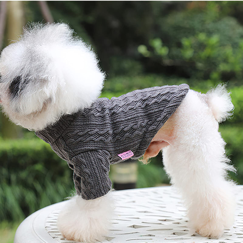 Petyoung Pet Pullover Turtleneck Sweater, Knit Dog Winter Clothes Warm Knitwear Dog Puppy Coat Apparel for Boys Girls Dark Gray S - PawsPlanet Australia