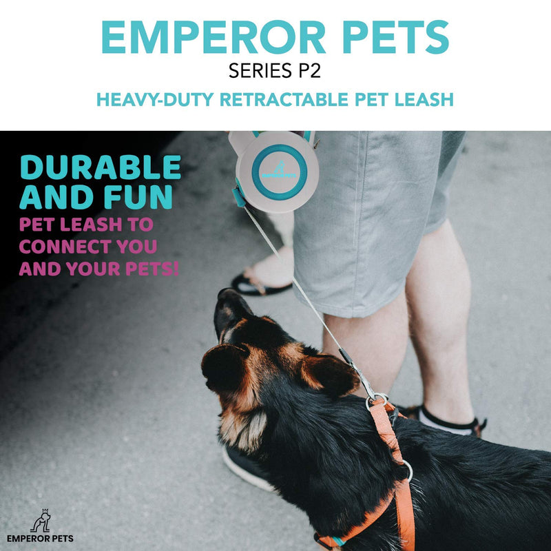 Emperor Pets 16ft Heavy Duty Retractable Dog Leash - New 2021, Quality Durable Heavy Duty Dog Leash Retractable, Tangle Free, Anti Slip Handle, One Hand Lock Release Retractable Dog Lead WB 16 ft / 5m Blue - PawsPlanet Australia