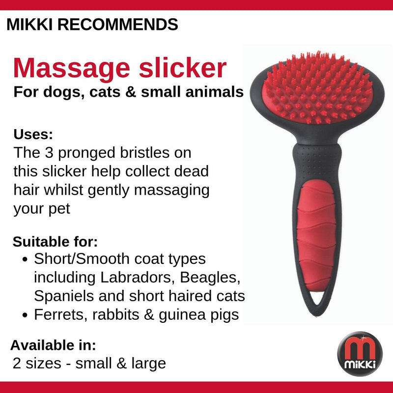 Mikki Dog, Puppy, Cat Grooming Massage Slicker Brush - Gentle, Relaxing Grooming - Large L - PawsPlanet Australia