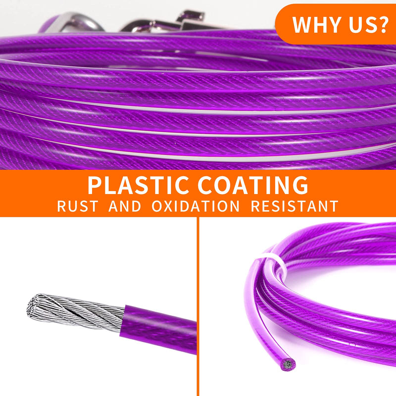 Dog Tie Out Cable,10ft Galvanized Steel Wire Pet Leash with PVC Coating for Pets Up to 100lbs,Dog Lead Line for Yard/Camping/Hiking/Running/Parks Noble purple - PawsPlanet Australia