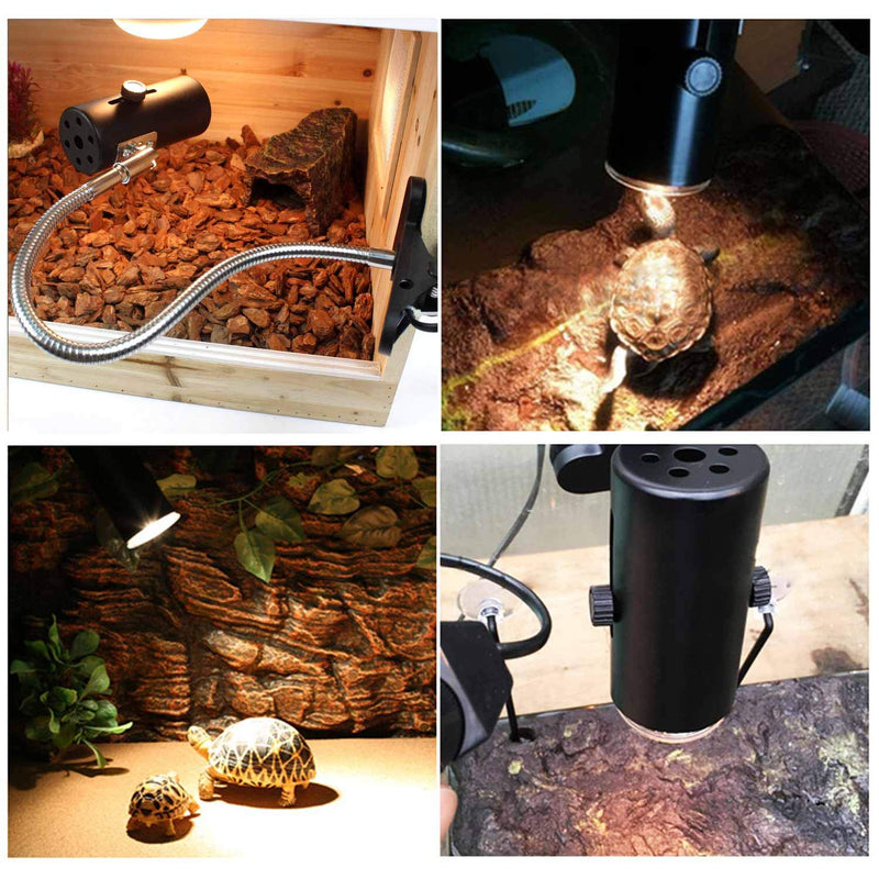 OMAYKEY Reptile Lamp Fixture Holder Clamp with 50W UVB + UVA Full Spectrum Sun Lamp Sunbathe Heat Bulb - Upgraded Lengthened Adjustable Stand & Socket - for Pet Habitat Heat Light Bulb - PawsPlanet Australia