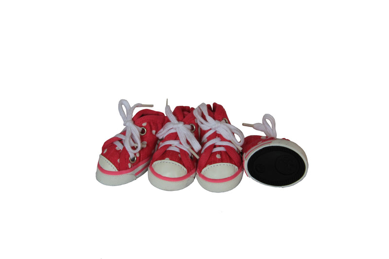 Extreme-Skater Canvas Casual Grip Pet Sneaker Shoes - Set of 4 Pink/Polka Large - PawsPlanet Australia