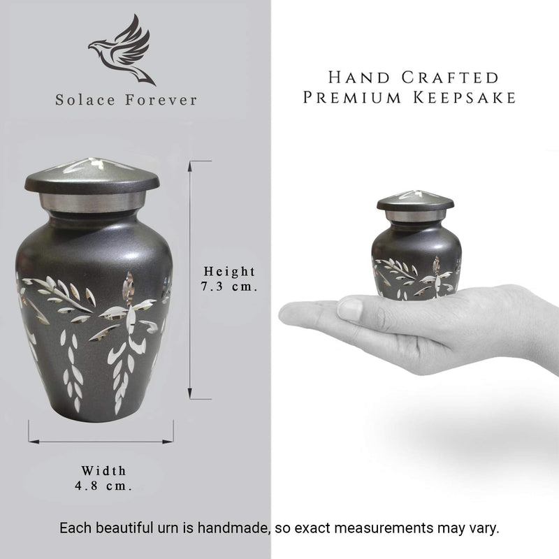 Solace Forever Mini Silver Urn - Small Cremation Urn - Premium Box & Bag Included - Funeral Urn for Ashes Adult - Honour Your Loved One with Mini keepsake Urn Silver - Perfect for Adults & Infants - PawsPlanet Australia