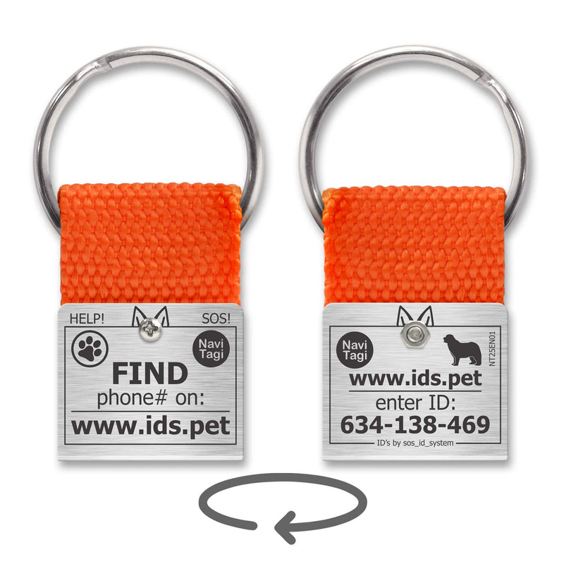 [Australia] - NaviTagi Color Pet ID Tags for Cats, Small/Medium/Large Dogs. Personalized w/ID Number. Reliable Design, Strong Stainless Steel Ring. 2 Phones Updatable Online, Name Safe 1 Tag - 7 Colors Large 