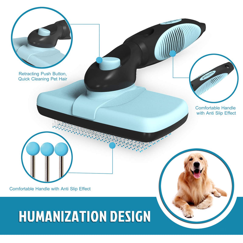 Dog Cat Hair Clipper Brush Set, Dohaooe 4 Pcs Shedding Hair Remover Grooming Retract Massage Pet Slicker Brush + Free Comb, Nail Clipper, Trimmer Kit for Undercoat Tangled Hair - PawsPlanet Australia