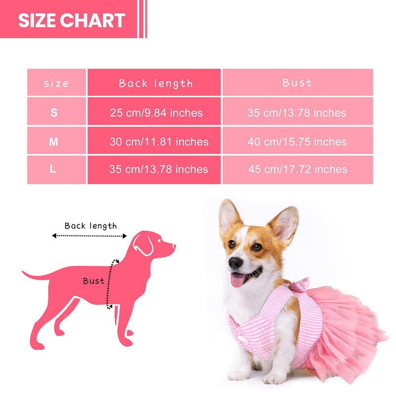 URATOT 3 Pieces Pet Skirt Pet Dog Dress Cloth Cute Doggie Bowknot Dresses Puppy Halter Bowknot Tutu Dresses Pet Striped Mesh Dress Princess Petit Vest for Small Pet Puppy Dogs and Cats (S) Pink, White, Red - PawsPlanet Australia