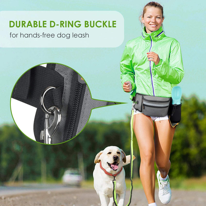 [Australia] - MalsiPree Dog Treat Pouch for Training – Built in Poop Bag Dispenser with Hidden Water Bottle Holder, Waist Belt Fanny Pack Great for Puppy Class, Walking, Hiking, Kayaking and Camping Gray 