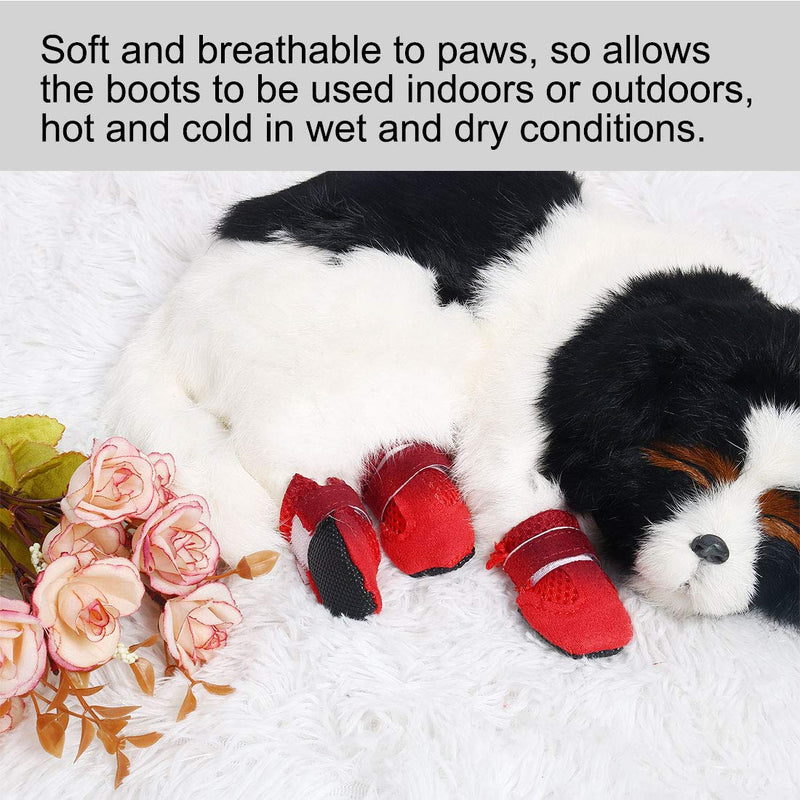 sourcing map Pet Boots Breathable Wear Resistant Comfortable Lightweight Dog Outdoor Running Hiking Shoes Paw Protectors Red 4pcs, S - PawsPlanet Australia