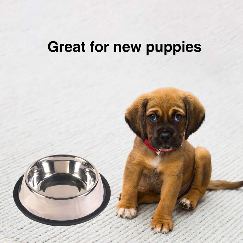 Feeder Stainless Steel Bowl Dog Bowl, Water Bowl Food Bowl For Dogs and Cats, Non Tip Slip Rubber Bottom (Medium) Medium - PawsPlanet Australia