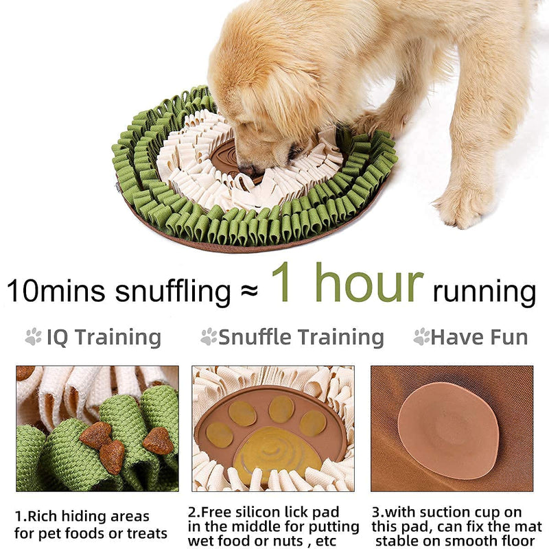Dog Snuffle Mat, Pet Feeding Mat Soft Durable Interactive Puzzle Play Training Mats for Cats Dogs 18.9*18.9inch cream+green - PawsPlanet Australia