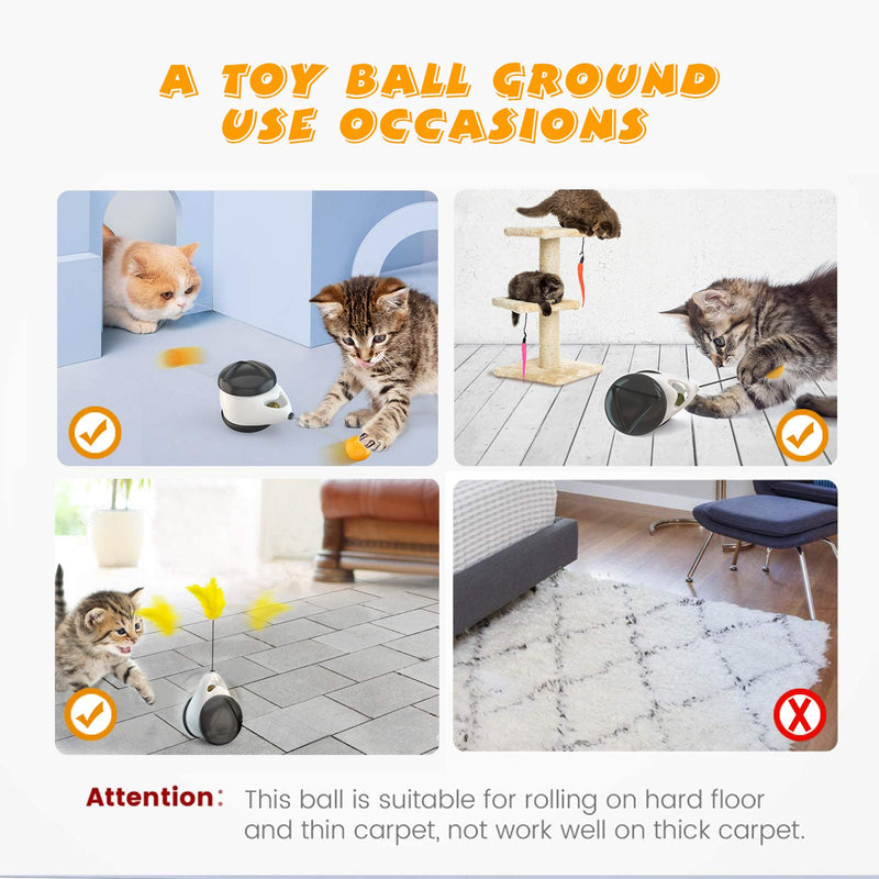 [Australia] - Fashion&cool Cat Toys, Interactive Roller Cat Toy for Indoor Cats with Catnip, Feather Ball and Bell, Balance Cat Chasing Toy Kitten Exercise Puzzle Toys 