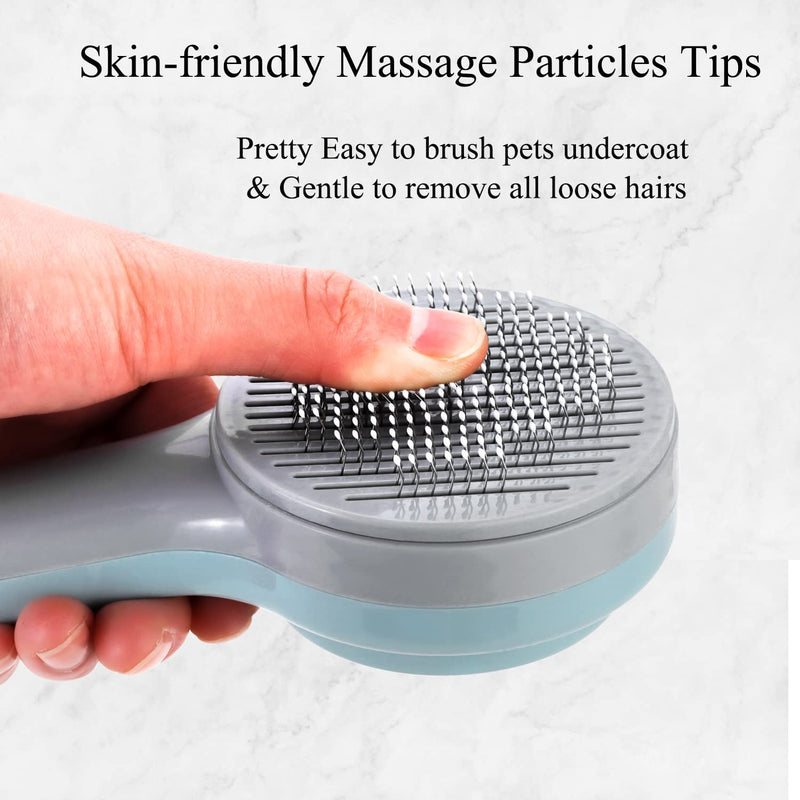 Cat brush, pet brush, long hair, cat comb, self-cleaning slicker brush, gently removes loose undercoat, mats, hair, grooming brush for cats, dogs, massage cleaning brushes, cat brush - PawsPlanet Australia