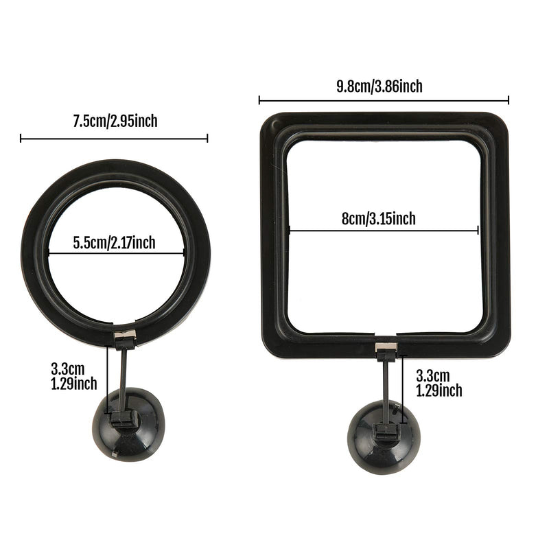 ZRDR Fish Feeding Ring, 2 Pack Black Aquarium Floating Food Feeder Circle Small Round and Square with Flexible Lever Suitable and Suction Cup, Reduces Fish Feeder Waste and Maintains Water Quality - PawsPlanet Australia